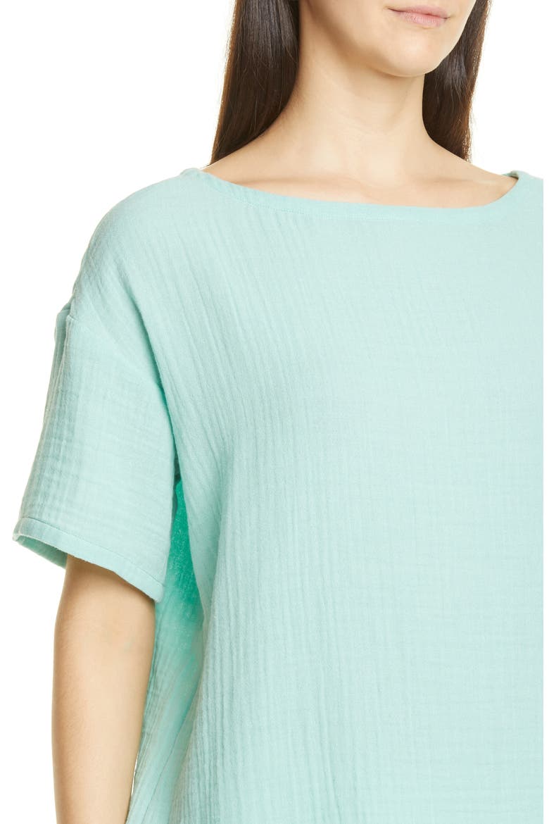 Boat Neck Boxy Organic Cotton Top, Alternate, color, CALYPSO