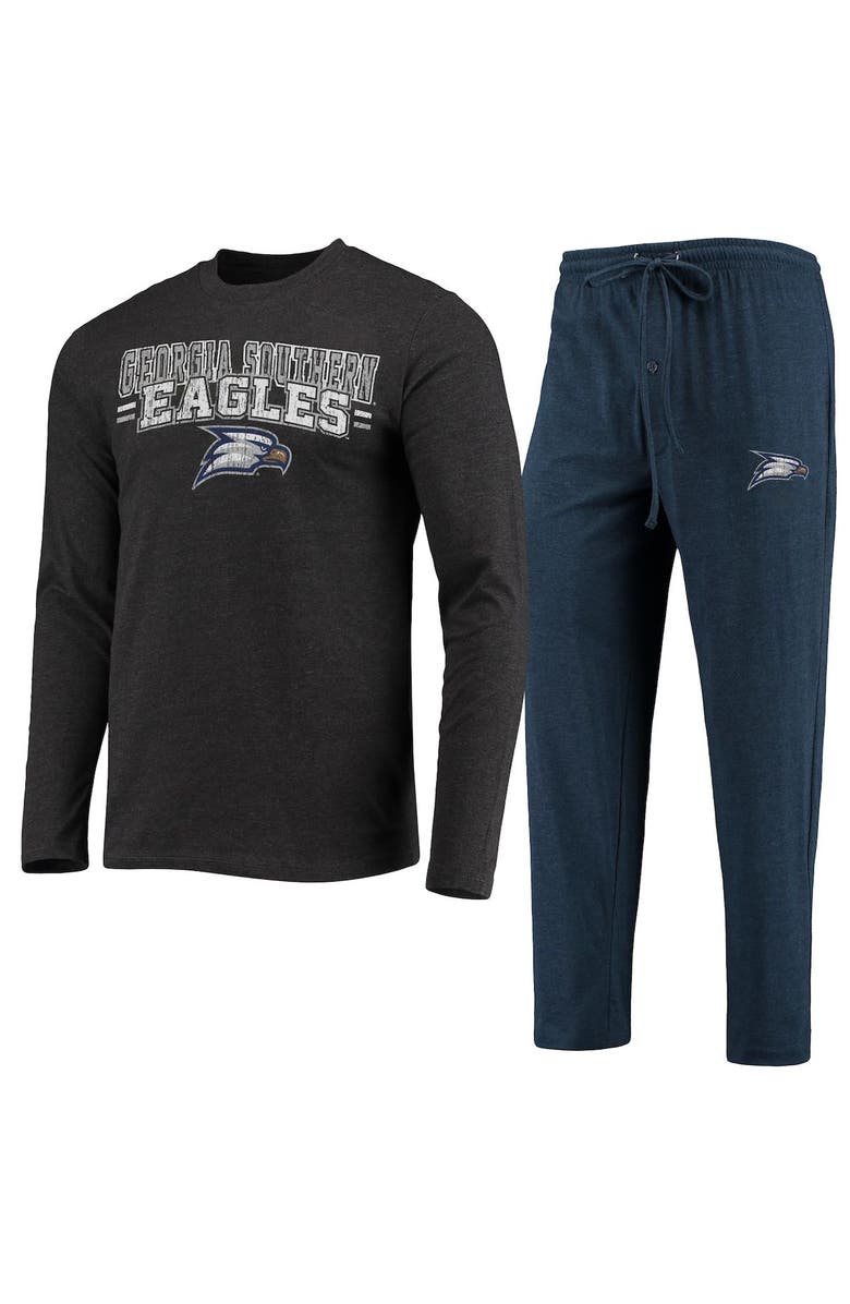 CONCEPTS SPORT Men's Concepts Sport Navy/Heathered Charcoal Georgia Southern Eagles Meter Long Sleeve T-Shirt & Pants Sleep Set, Alternate, color, Navy