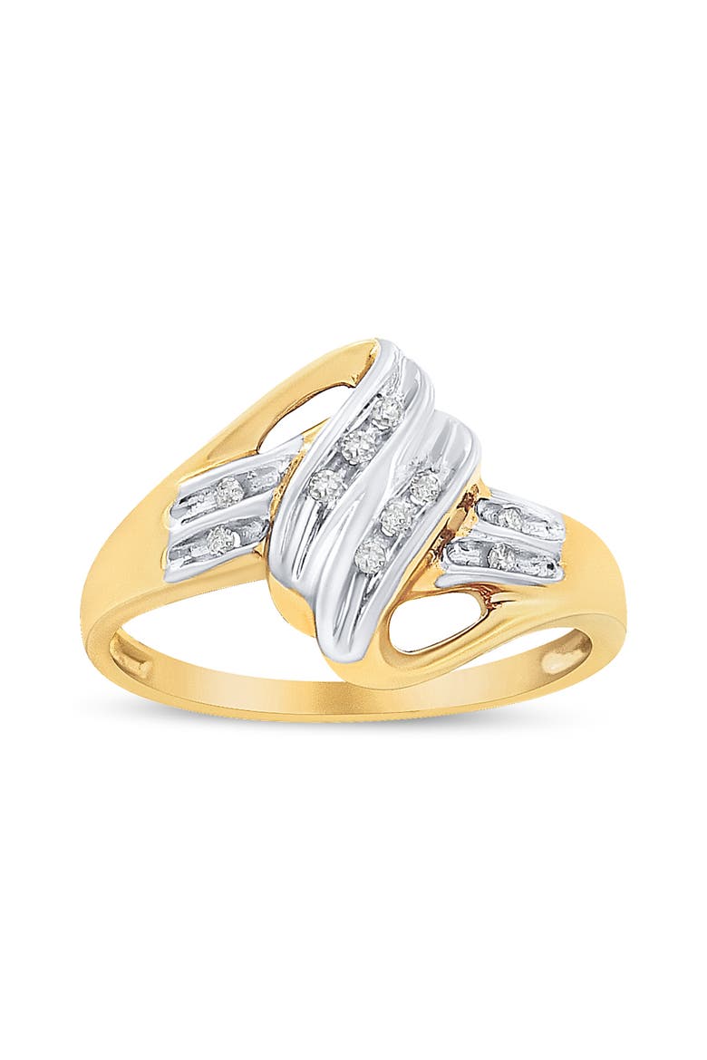 10K Yellow and White Gold 1/15 Cttw Diamond Bypass Ring, Main, color, Yellow
