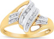 Haus of Brilliance 10K Yellow and White Gold 1/15 Cttw Diamond Bypass Ring