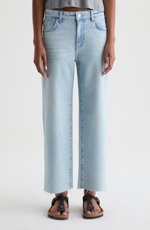 Saige Raw Hem Ankle Wide Leg Jeans (Harvest)