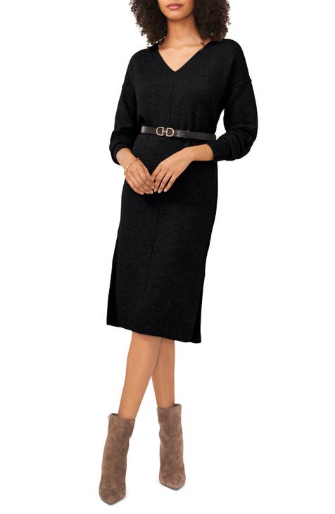 Long sleeve sweater dress black hotsell