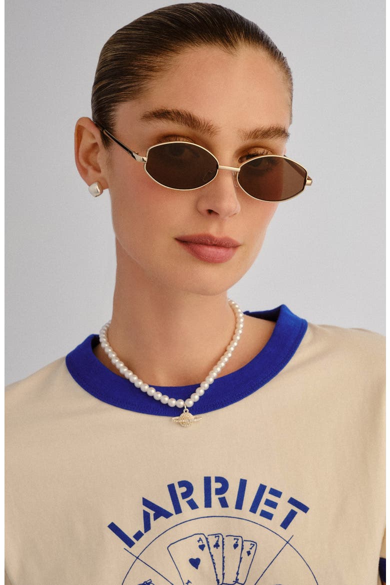 Objective 53mm Oval Sunglasses, Alternate, color, GOLD / BROWN MONO
