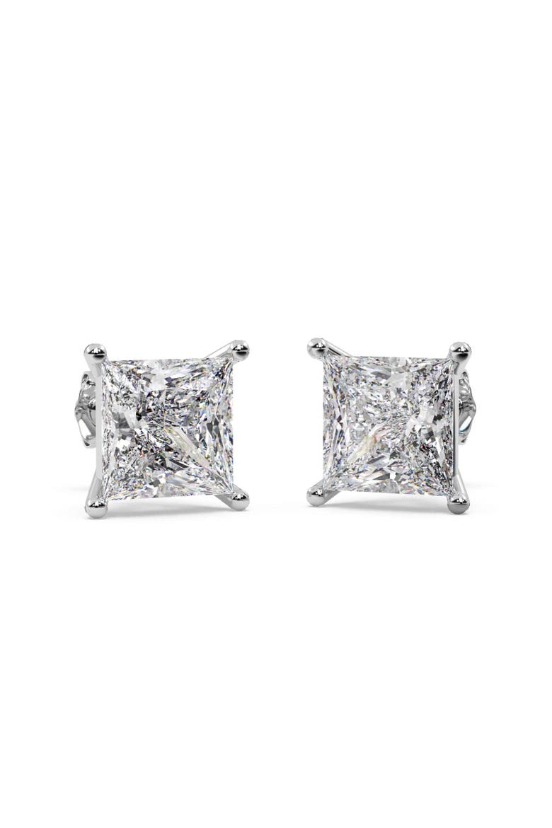 Princess Diamond Stud Earrings 14kt, Alternate, color, Diamond