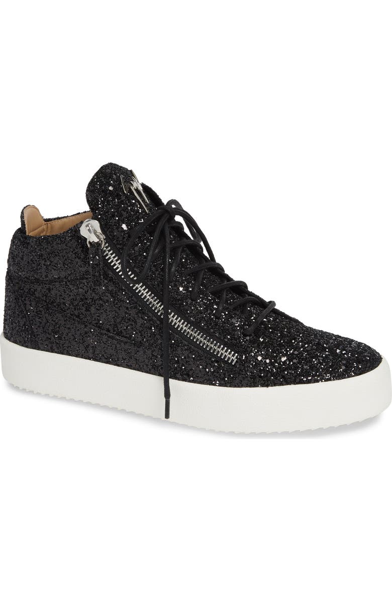 Giuseppe Zanotti Glitter Mid Top Sneaker, Main, color,
