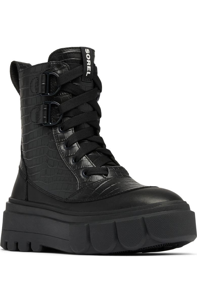 SOREL Caribou X Waterproof Leather Lace-Up Boot, Main, color, Black/ Black