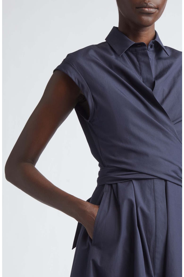 Organic Cotton Poplin Wrap Shirtdress, Alternate, color, INK