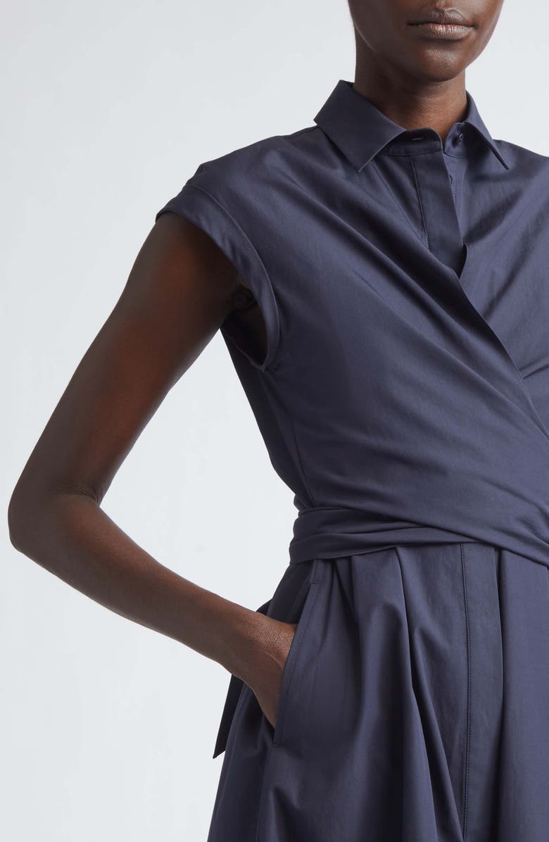 Lafayette 148 New York Organic Cotton Poplin Wrap Shirtdress, Alternate, color, Ink