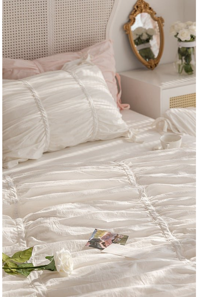 Ruffle Bedding Set with Ties, Alternate, color, White, Fitted