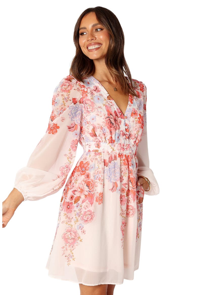 Hattie Floral Print Long Sleeve Dress, Alternate, color, PINK FLORAL