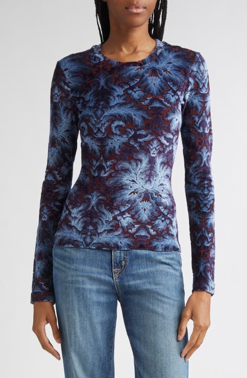 Tシャツ・カットソー Etro Long-Sleeved Fitted Top With Vibrant Paisley Pattern Etro Long sleeves paisley print top | The Fashion Square
