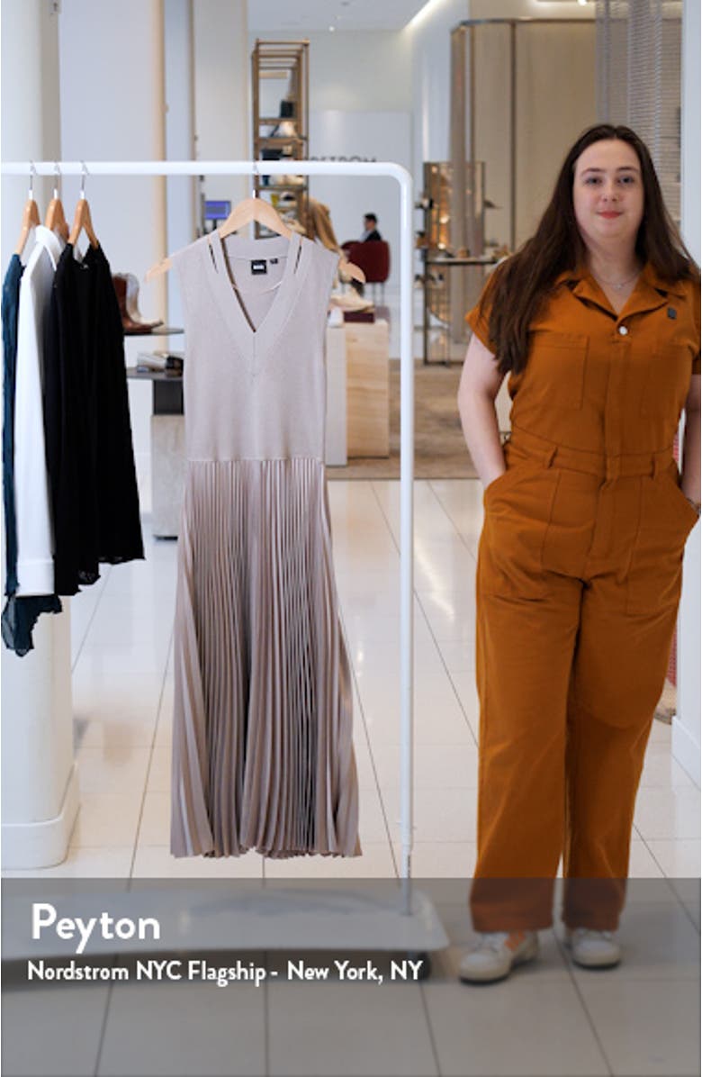 Farara Mixed Media Pleated Sleeveless Dress, sales video thumbnail