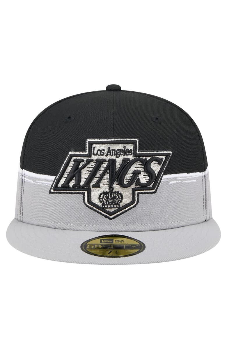 New Era Men's New Era Silver/Black Los Angeles Kings Vintage Color Dip 59FIFTY Fitted Hat, Alternate, color,