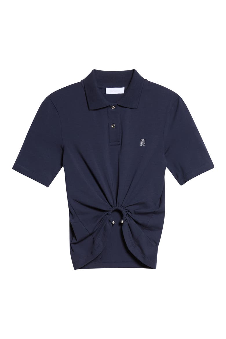 Pierced Stretch Cotton Polo, Main, color, DEEP NAVY