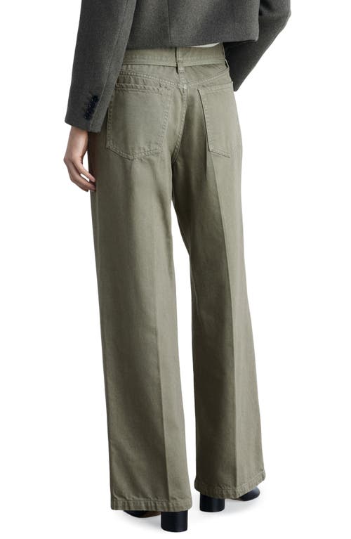 Mango Belt Wide Leg Jeans In Khaki