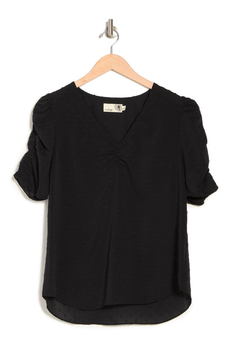 Everleigh Ruched Sleeve Swiss Dot Blouse, Alternate, color, 