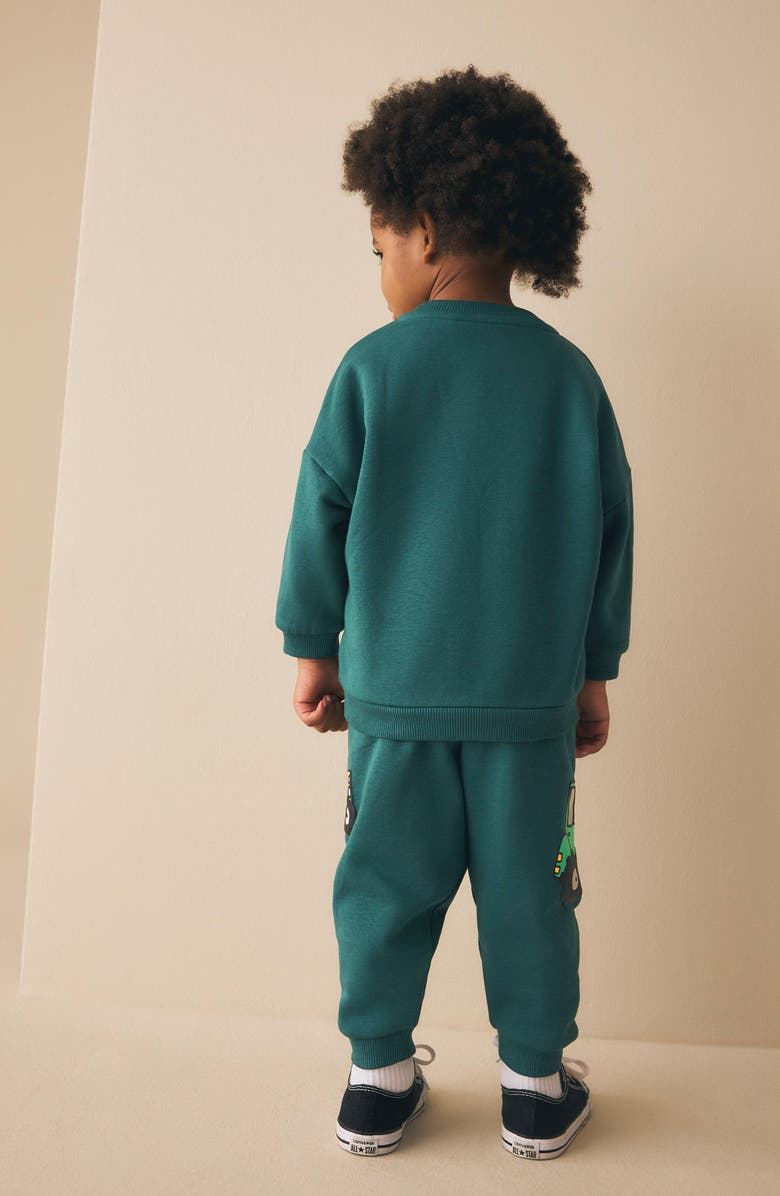 NEXT Kids' Construction Graphic Sweatshirt & Joggers Set, Alternate, color, Green Multi