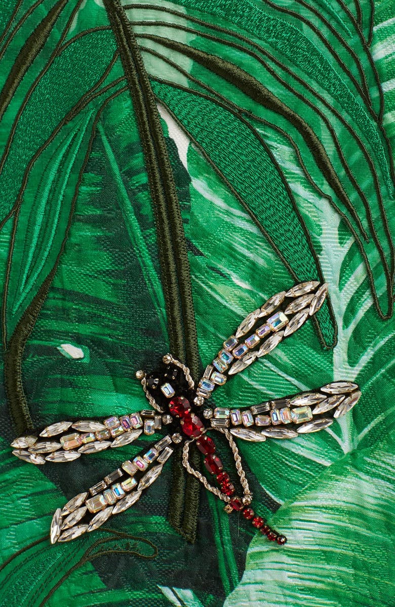 Dolce&Gabbana Crystal Embellished Banana Leaf Print Brocade Topper, Alternate, color, 