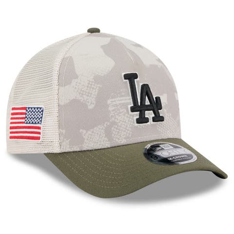 Men's New Era Light Beige/Olive Los Angeles Dodgers 2025 Armed Forces Day 9FORTY M-Crown A-Frame Adjustable Hat