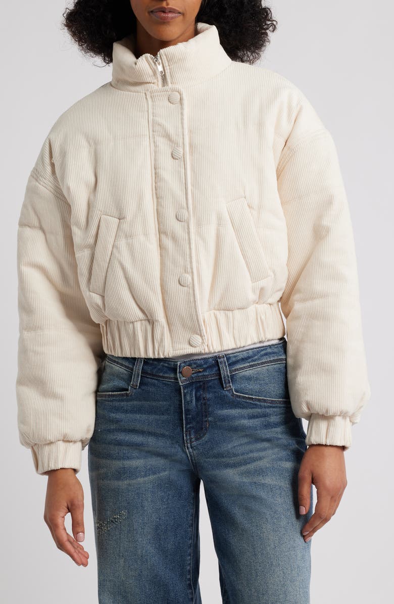All in Favor Cotton Crop Puffer Jacket, Alternate, color, Cream