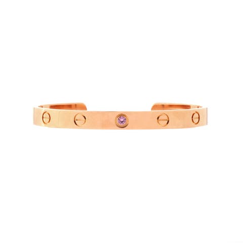 Love Cuff Bracelet 18K Rose Gold with Pink Sapphire
