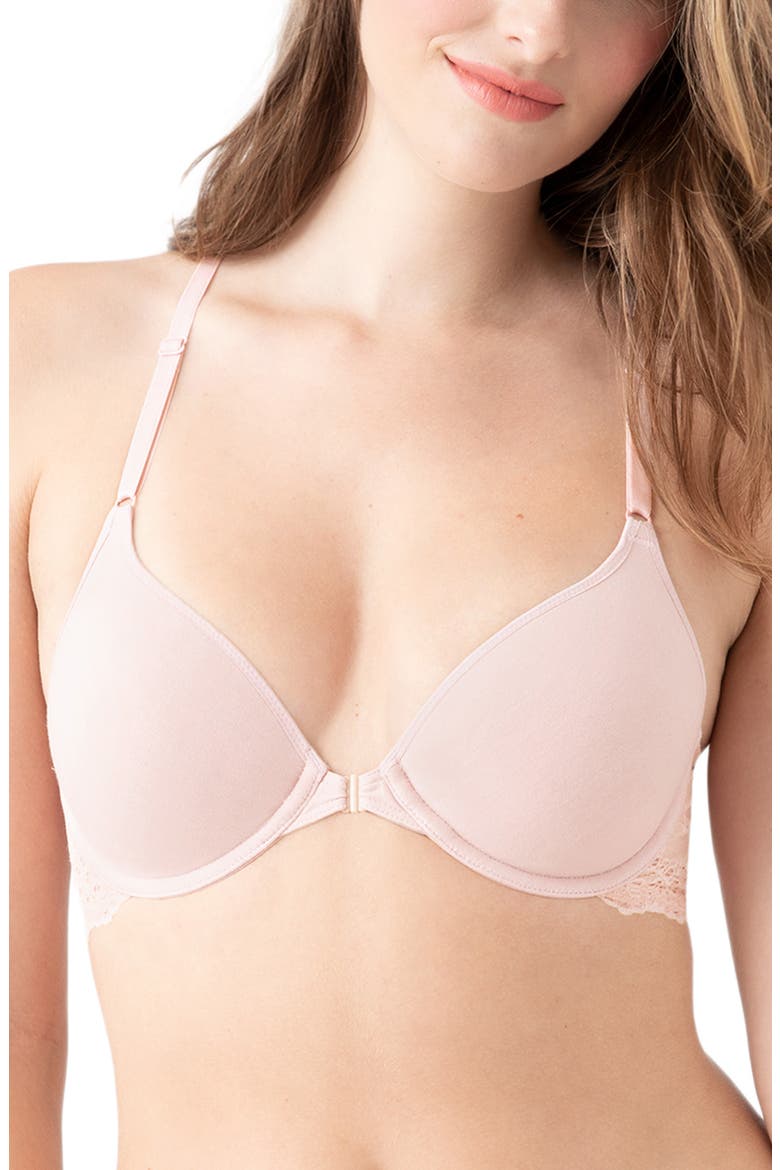 Front Close Underwire Racerback Bra, Main, color, ROSE SMOKE