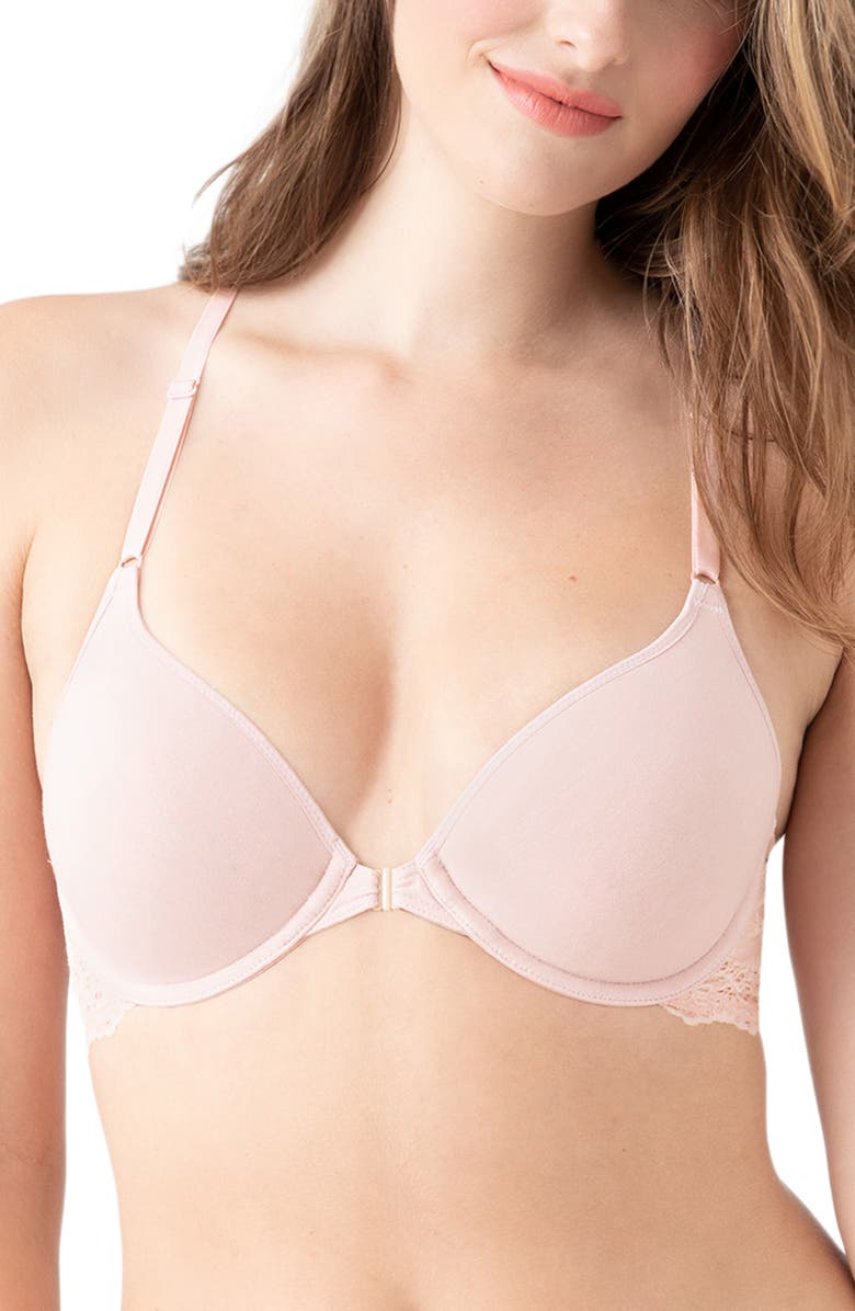 b.tempt'd by Wacoal Front Close Underwire Racerback Bra, Main, color, Rose Smoke