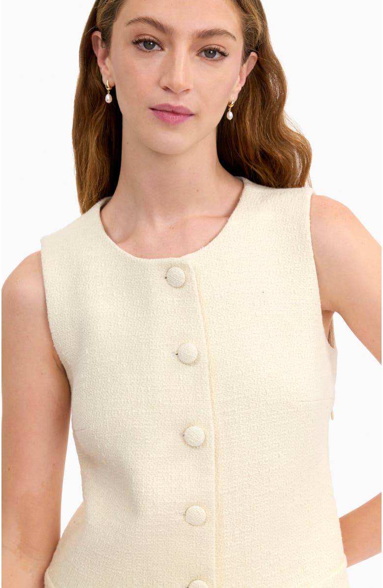 Rebecca Taylor Margot Tweed Dress, Alternate, color, Cream