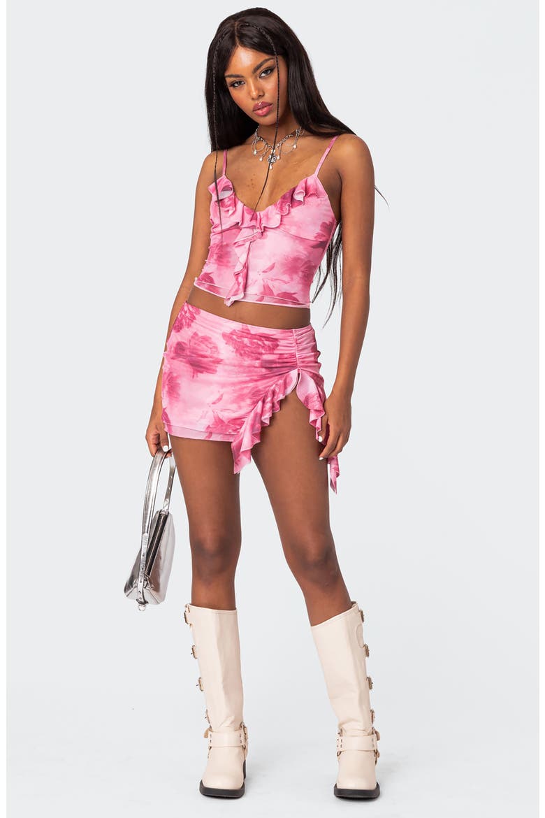 Wanda Ruffle Trim Crop Camisole, Alternate, color, PINK