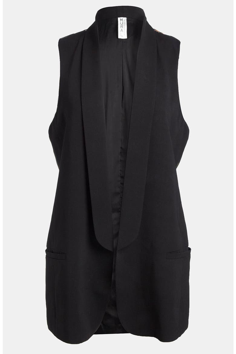 Floral Print Tux Vest, Main, color, BLACK/ INTERTWINED