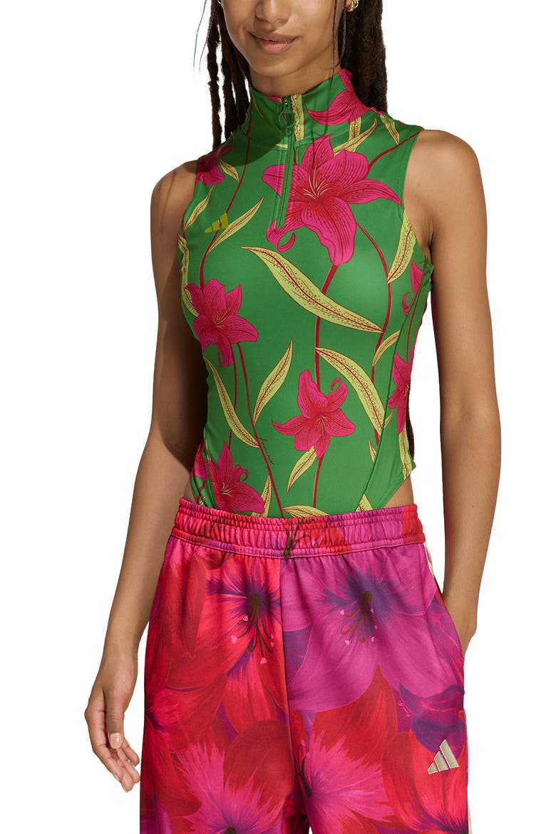 x FARM Rio Sleeveless Bodysuit, Main, color, PRELOVED LIME/ BAHIA MAGENTA
