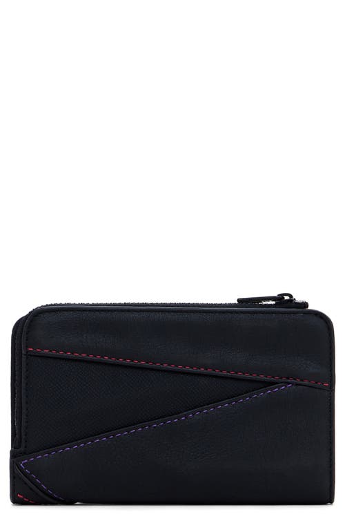 Desigual Faux Leather Bifold Wallet In Black Multi