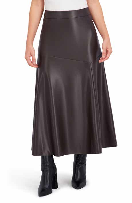 Ookie & Lala Supersoft Faux Leather Geo Seam Maxi Skirt