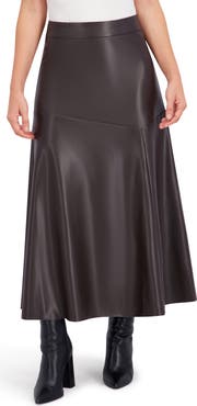 Ookie & Lala Supersoft Faux Leather Geo Seam Maxi Skirt