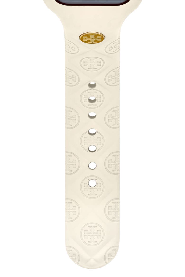 The T Monogram Silicone 20mm Apple Watch® Watchband, 41mm, Alternate, color, BEIGE
