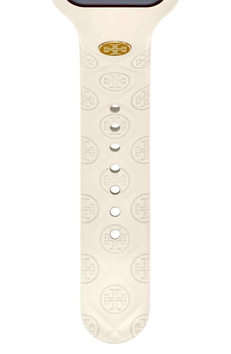 Tory Burch The T Monogram Silicone 20mm Apple Watch<sup>®</sup> Watchband, 41mm, Alternate, color, 