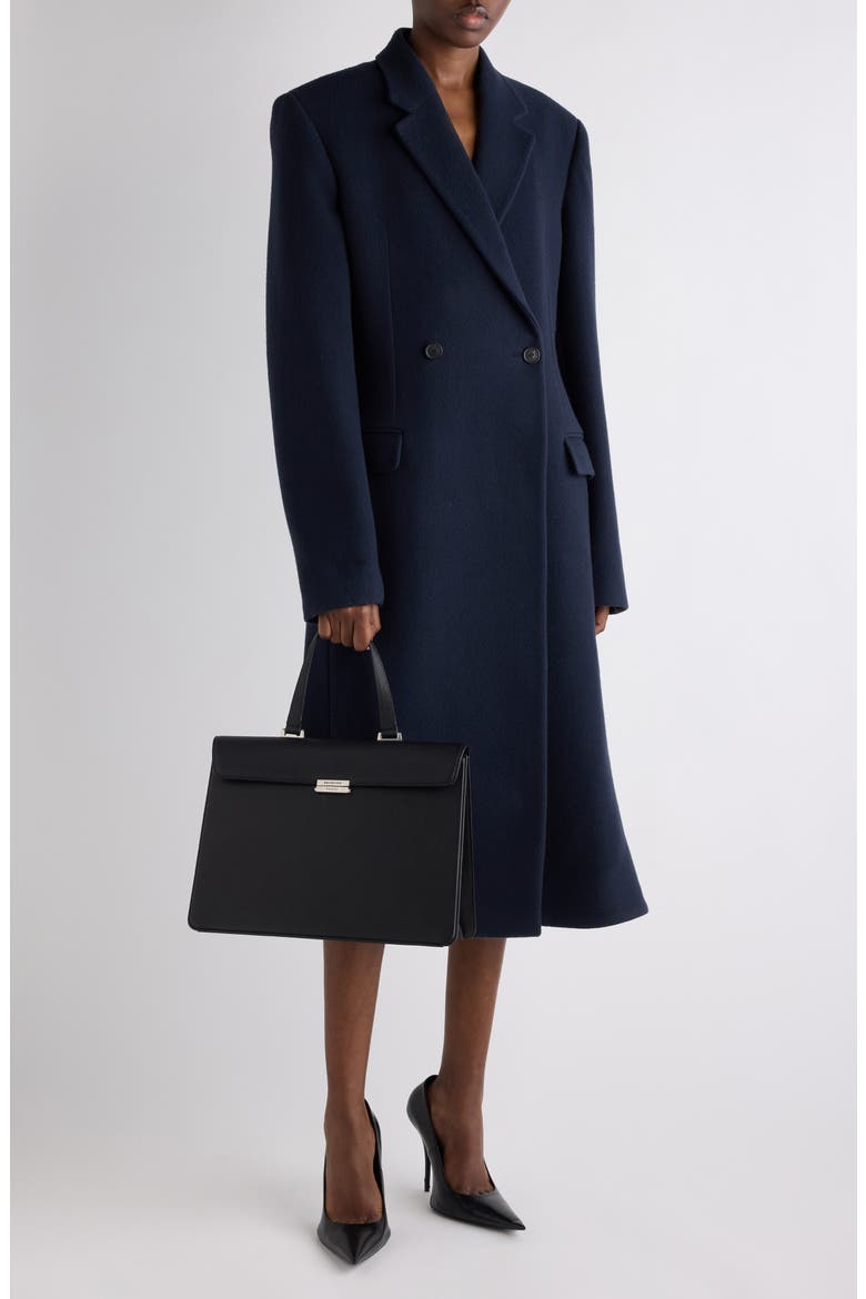 Godet Wool Midi Coat, Alternate, color, 8230 CORPORATE NAVY
