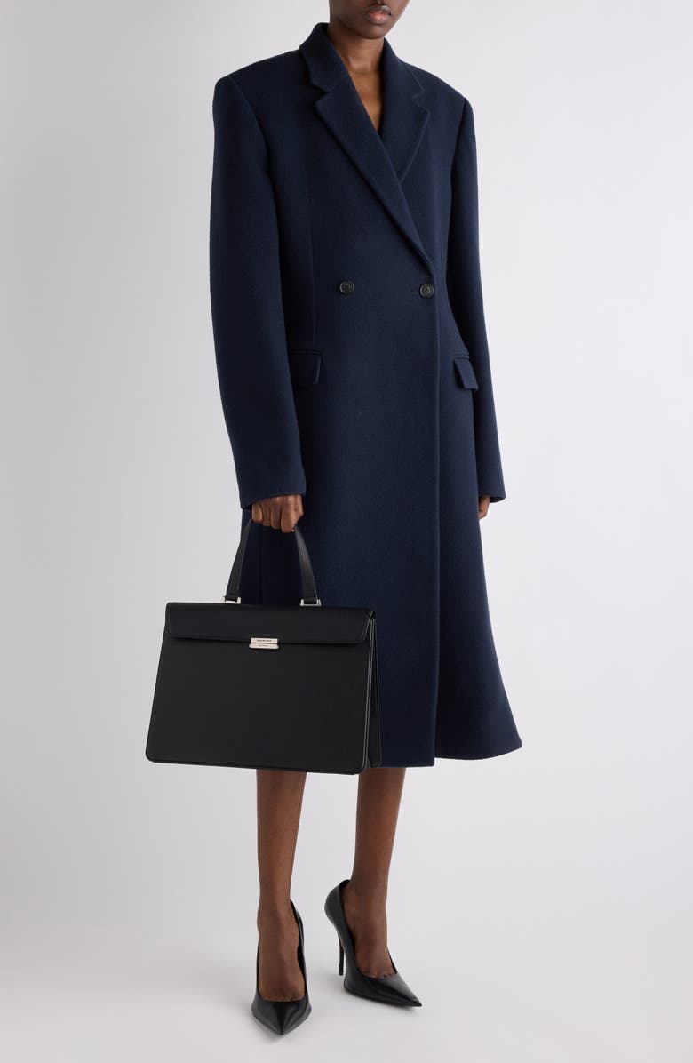 Balenciaga Godet Wool Midi Coat, Alternate, color, 8230 Corporate Navy