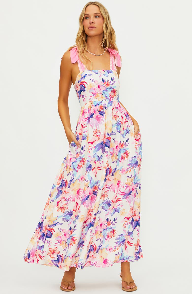 Beach Riot Charlotte Floral Fit & Flare Dress, Alternate, color, Hibiscus Garden