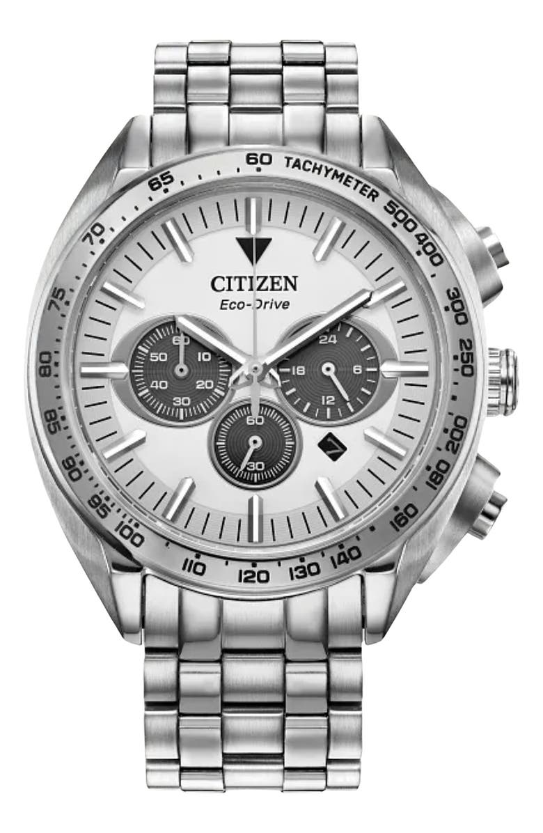 Citizen Sport Luxury Eco-Drive Bracelet Watch, 43mm x 11mm, Main, color, Silver