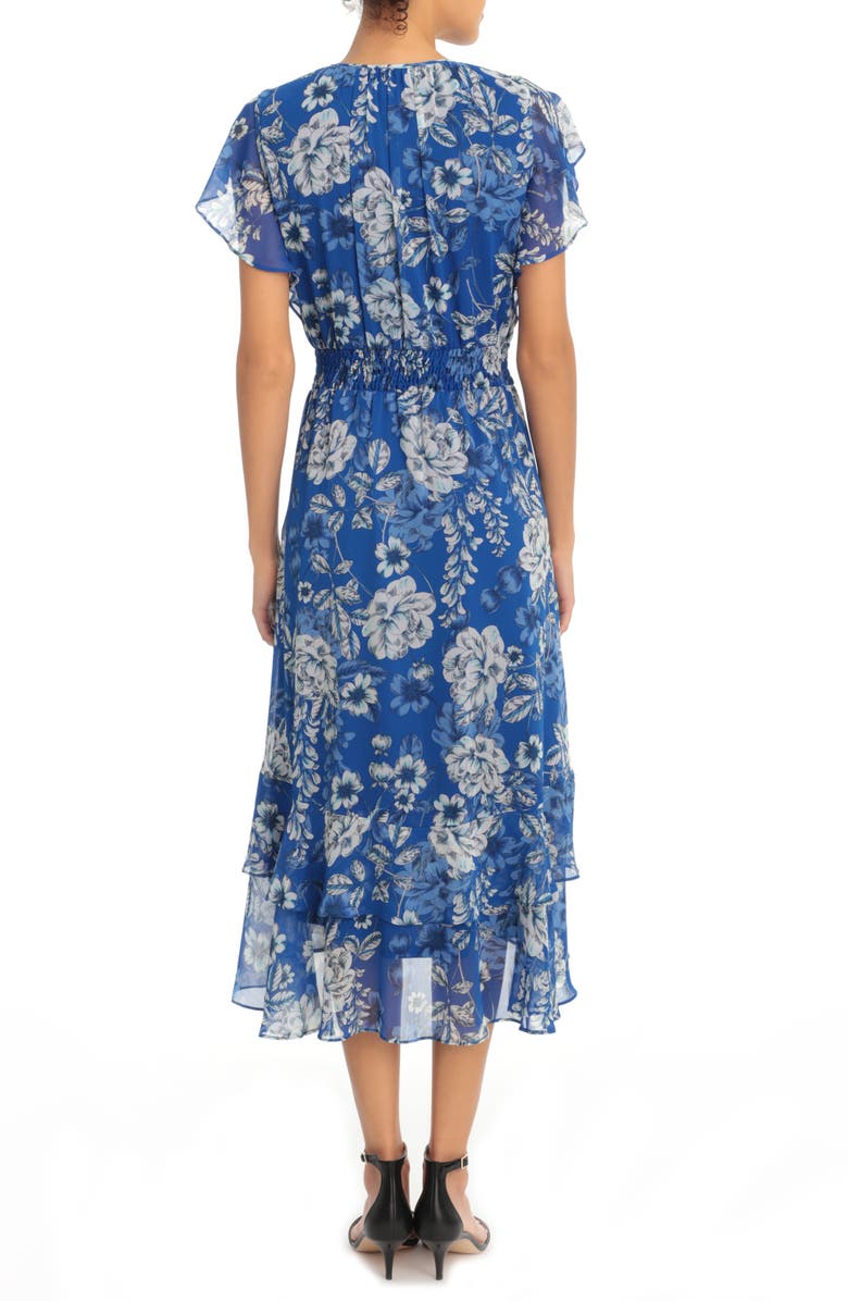 London Times Floral High/Low Hem Midi Dress, Alternate, color,