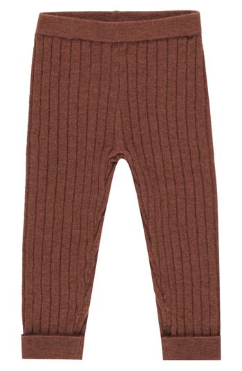 Rylee + Cru Kids' Rib Cuff Leggings In Brown
