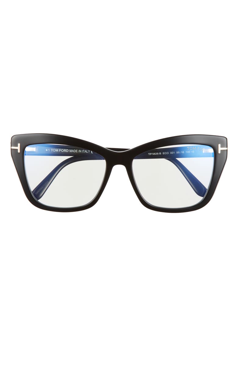 TOM FORD 55mm Cat Eye Blue Light Blocking Optical Glasses, Main, color,