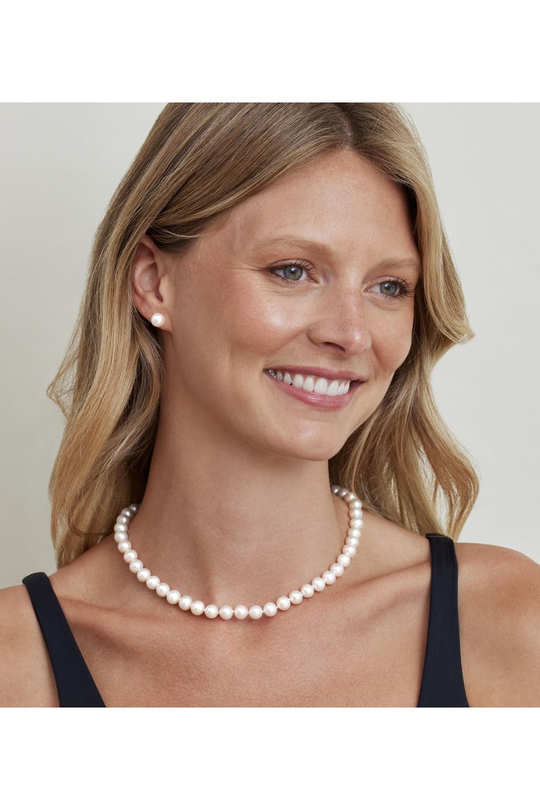 7.5-8.5mm Freshwater Pearl Necklace & Earrings, Alternate, color, White Pearls