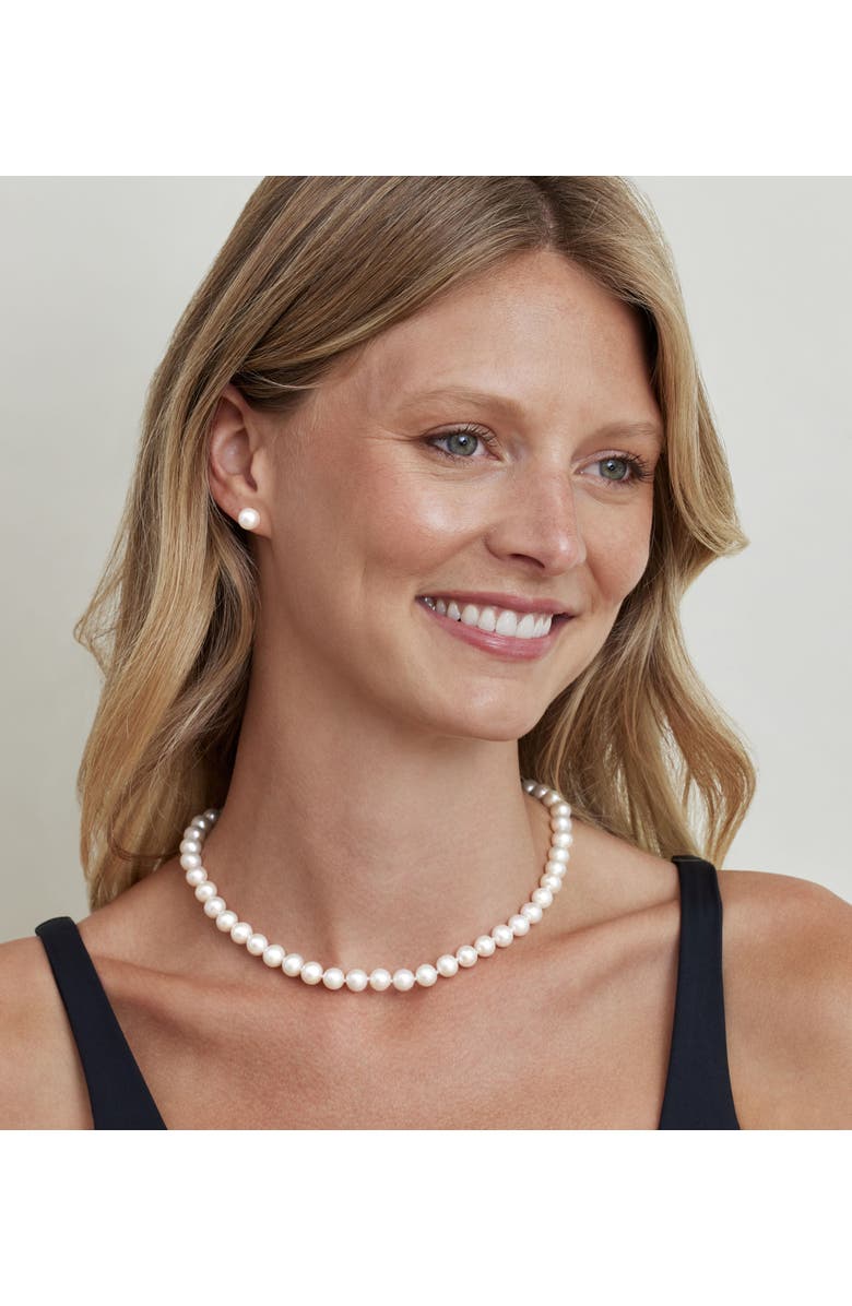 The Pearl Source 7.5-8.5mm Freshwater Pearl Necklace & Earrings, Alternate, color, White Pearl