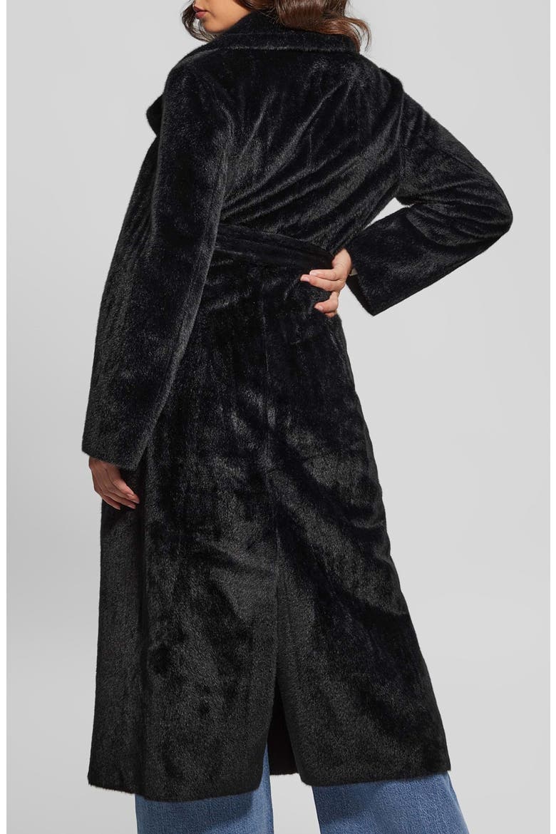 Ada Faux Fur Long Coat, Alternate, color, JET BLACK