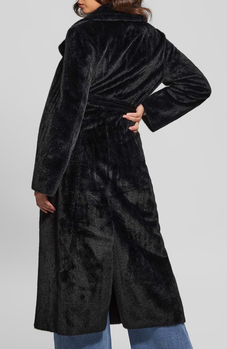 GUESS Ada Faux Fur Long Coat, Alternate, color, Jet Black