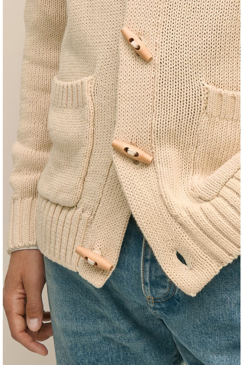Toggle Cotton Cardigan, Alternate, color, CREAM