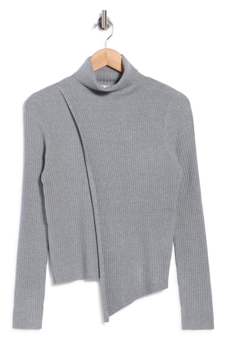 Wrap Neck Ribbed Sweater, Main, color, GREY