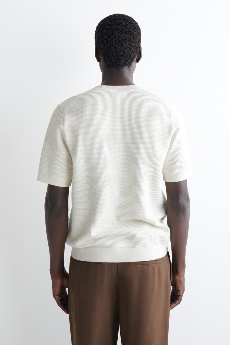 Waffle-knit Cotton T-shirt, Alternate, color, OFF-WHITE